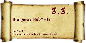 Bergman Bónis névjegykártya